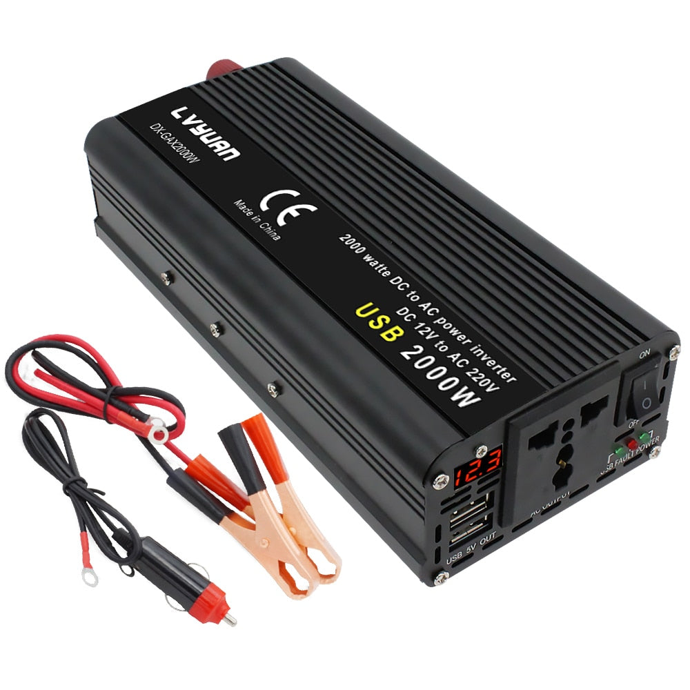 1500W/2000W DC 12V to AC 220V Portable Car Power Inverter Charger Converter Adapter Universal EU Socket Auto accessories