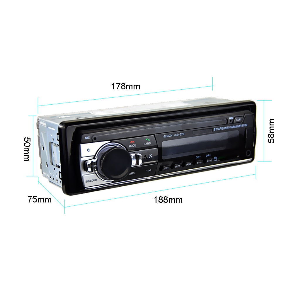 Autoradio 1 Din Bluetooth Radio Car 12V JSD-520 SD AUX-IN MP3 Player FM USB Auto Stereo Audio Stereo In-dash Radio Coche