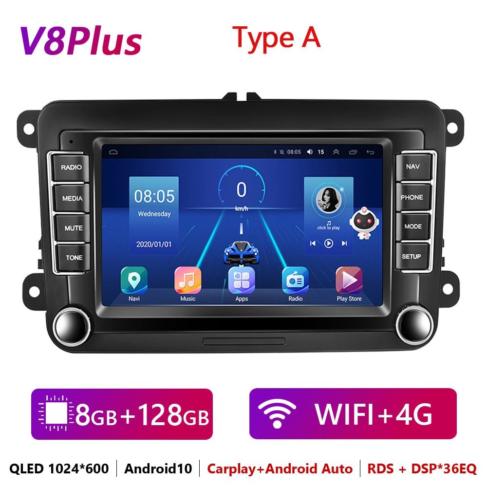 2 Din Android Car Radio GPS 4G WiFi DSP Carplay For VW / Volkswagen Skoda Octavia golf 5 6 touran passat B6 polo Jetta