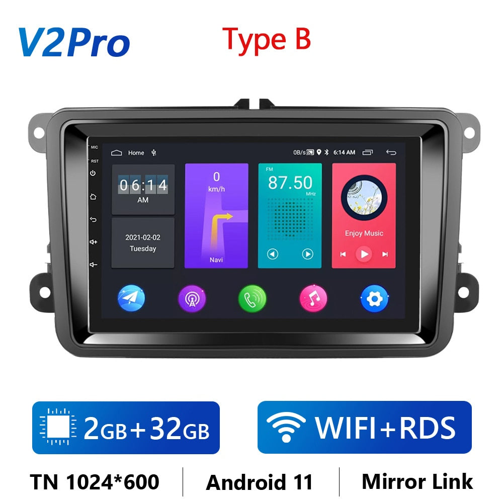 2 Din Android Car Radio GPS 4G WiFi DSP Carplay For VW / Volkswagen Skoda Octavia golf 5 6 touran passat B6 polo Jetta
