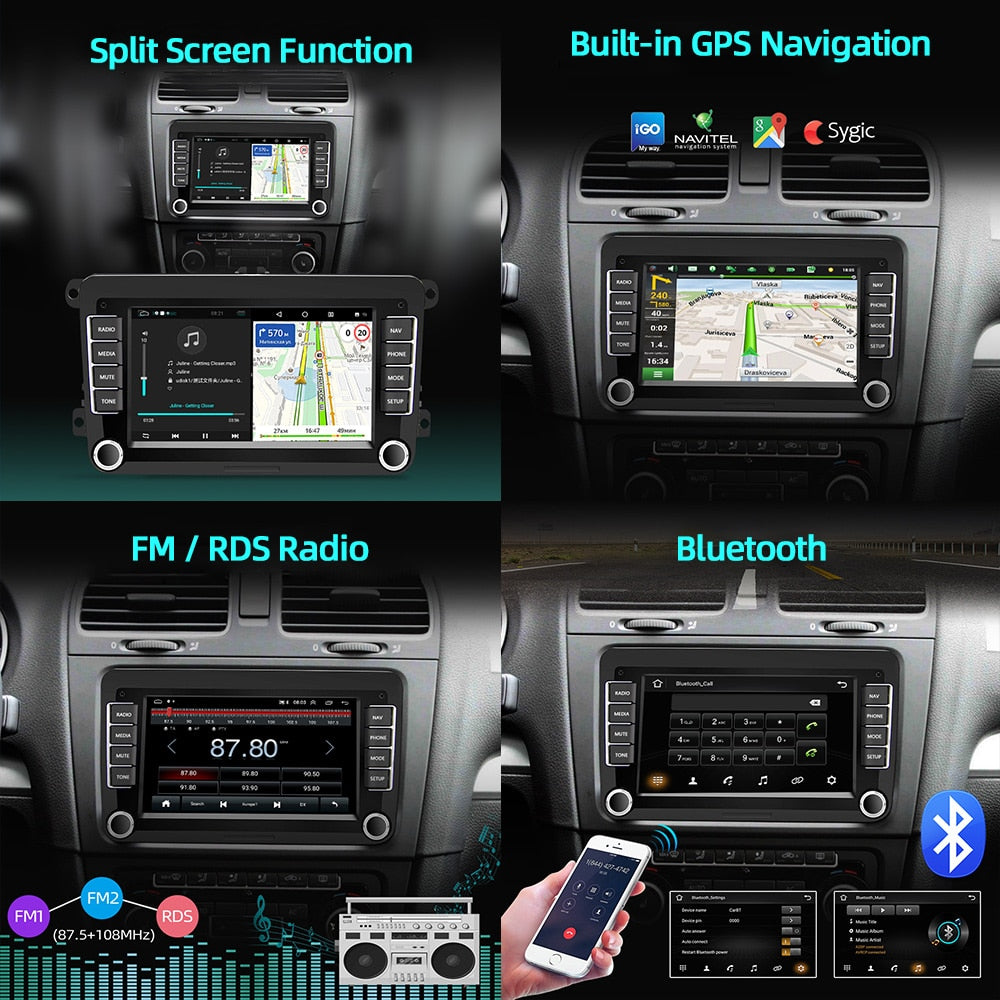 2 Din Android Car Radio GPS 4G WiFi DSP Carplay For VW / Volkswagen Skoda Octavia golf 5 6 touran passat B6 polo Jetta