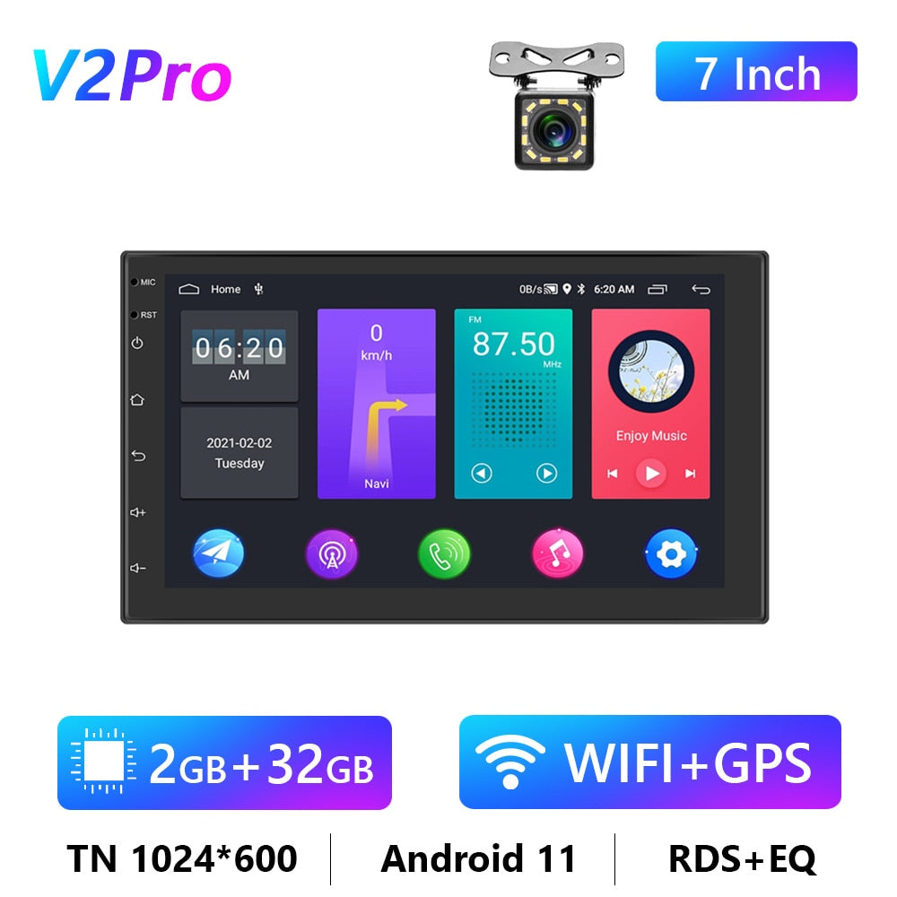 Car Radio 2 Din Android 10/11 GPS Multimedia Player Autoradio 4G For Volkswagen Nissan Toyota Hyundai Kia Ford Focus