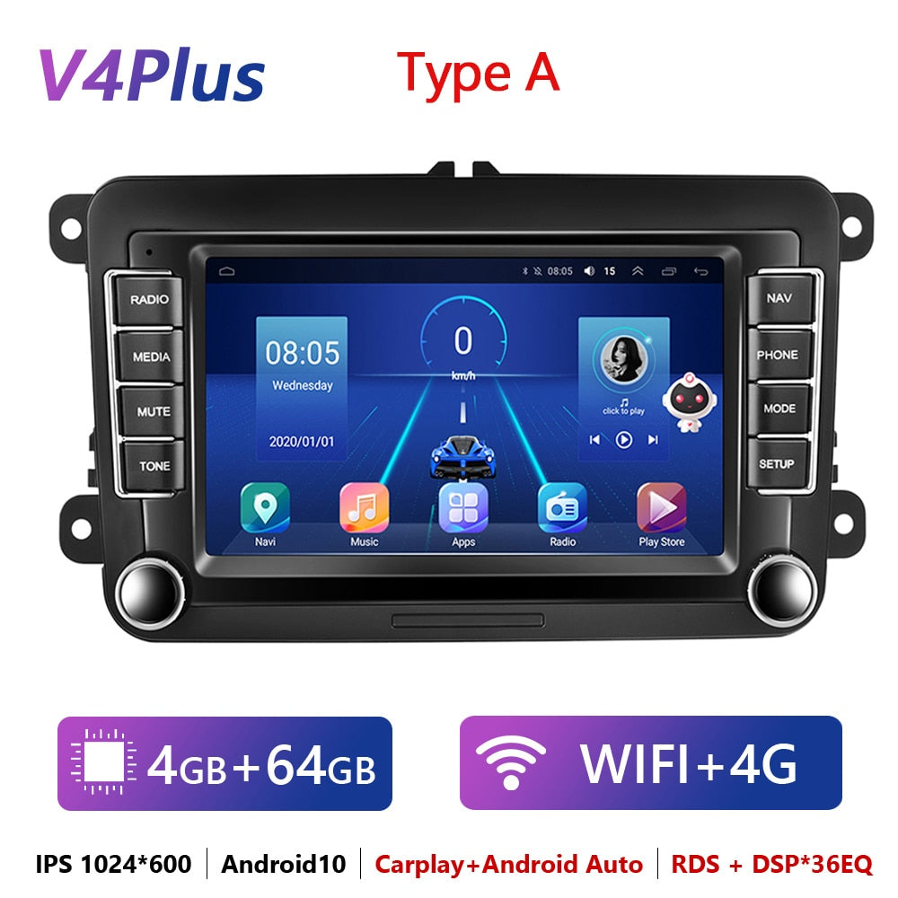 2 Din Android Car Radio GPS 4G WiFi DSP Carplay For VW / Volkswagen Skoda Octavia golf 5 6 touran passat B6 polo Jetta